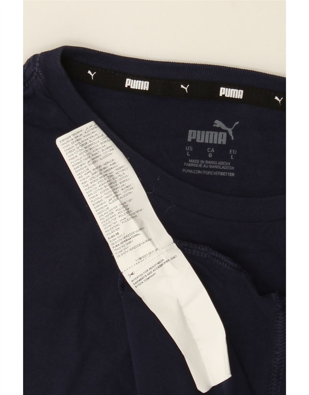 PUMA Mens T-Shirt Top Large Navy Blue Cotton Vintage Puma and Second-Hand Puma from Messina Hembry 
