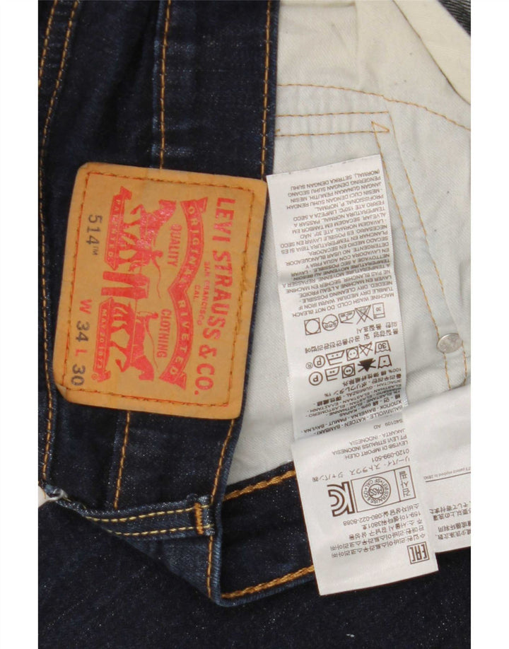 Levi's Herre 514 Straight Jeans W34 L30 Marineblå Bomuld