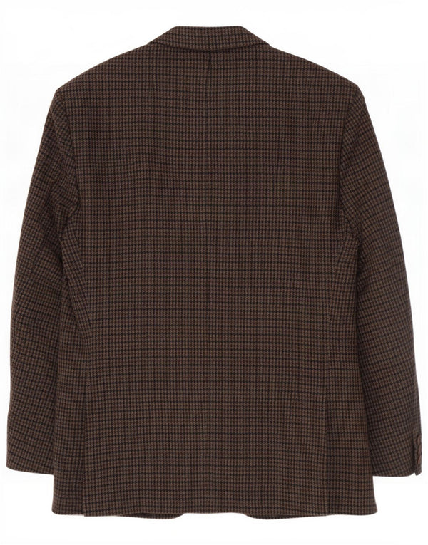 Vintage Herre 3-knaps blazerjakke UK 42 XL Brun Houndstooth New Wool