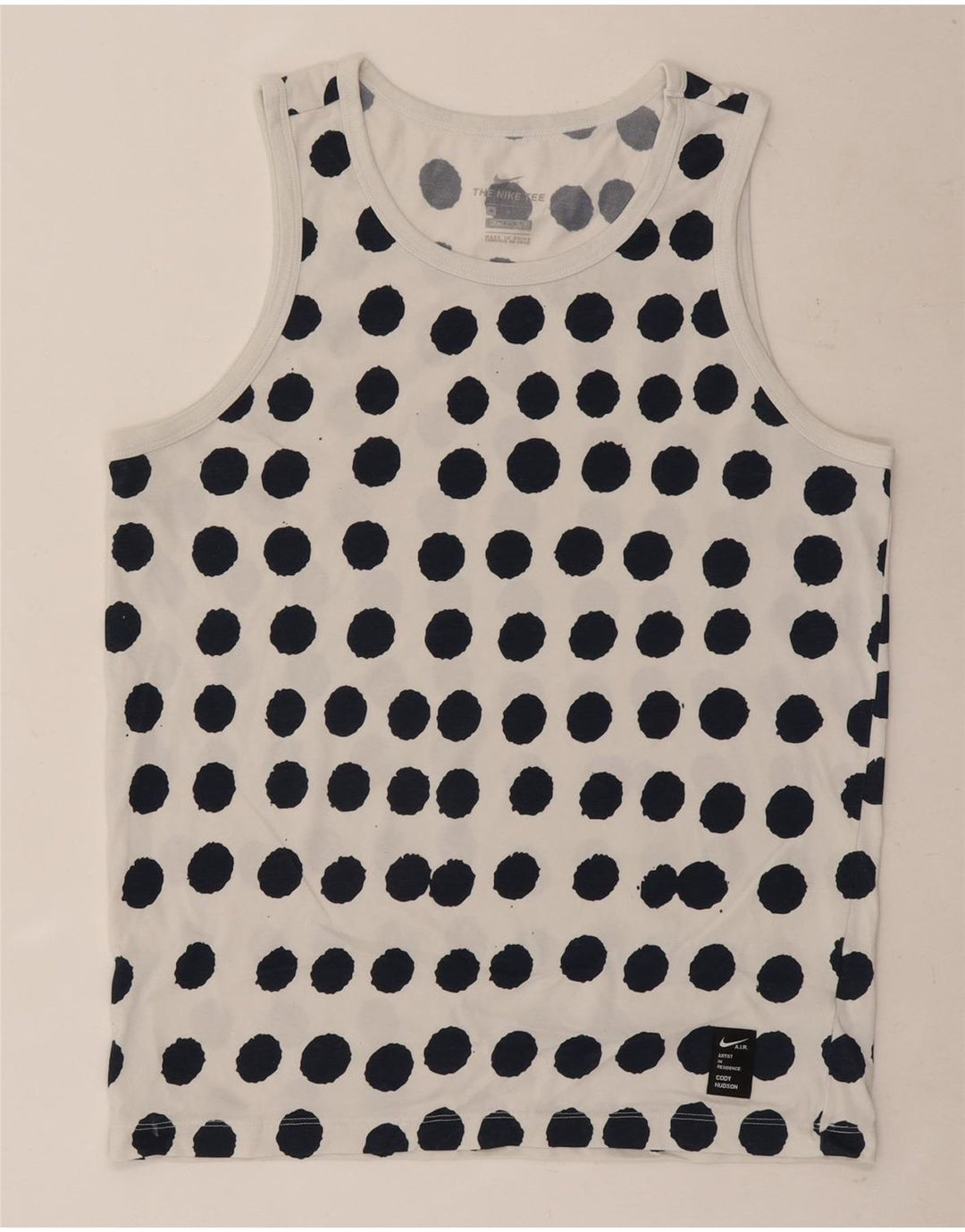 Nike Herre Dri Fit Vest Top Medium White Polka Dot