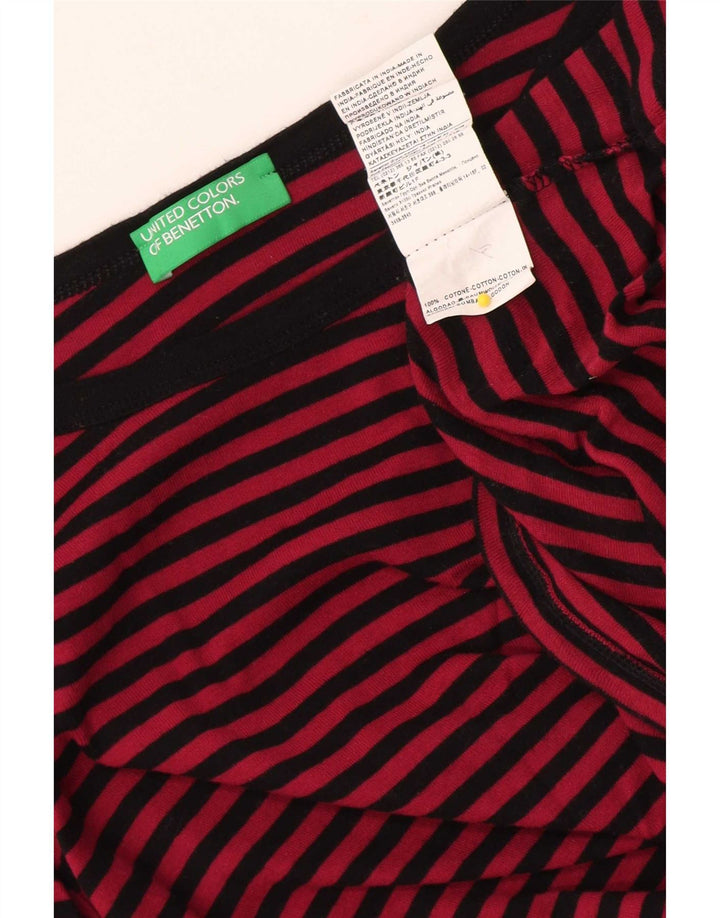 Benetton Dame Top 3/4 ærmer UK 12 Medium rød stribet bomuld