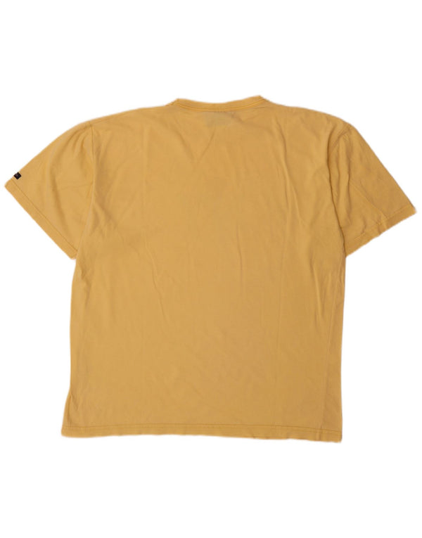 Navigare Herre grafisk T-shirt Top Medium Gul Bomuld