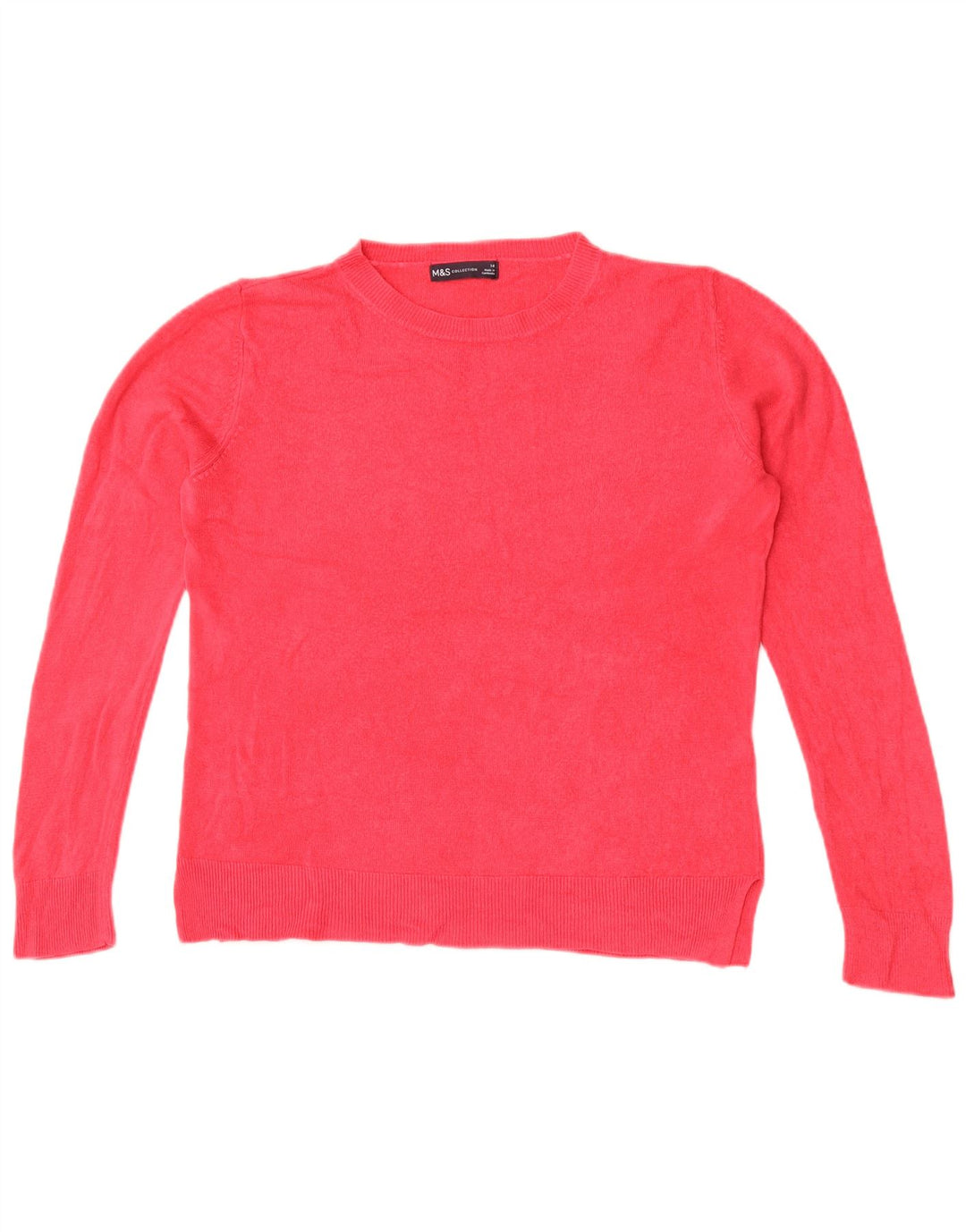Marks & Spencer Dame sweater med rund hals DK 14 Medium Pink Akryl