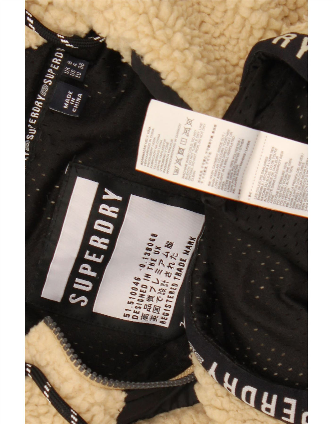 Superdry Womens Oversized grafisk fleecetrøje UK 8 Small Beige