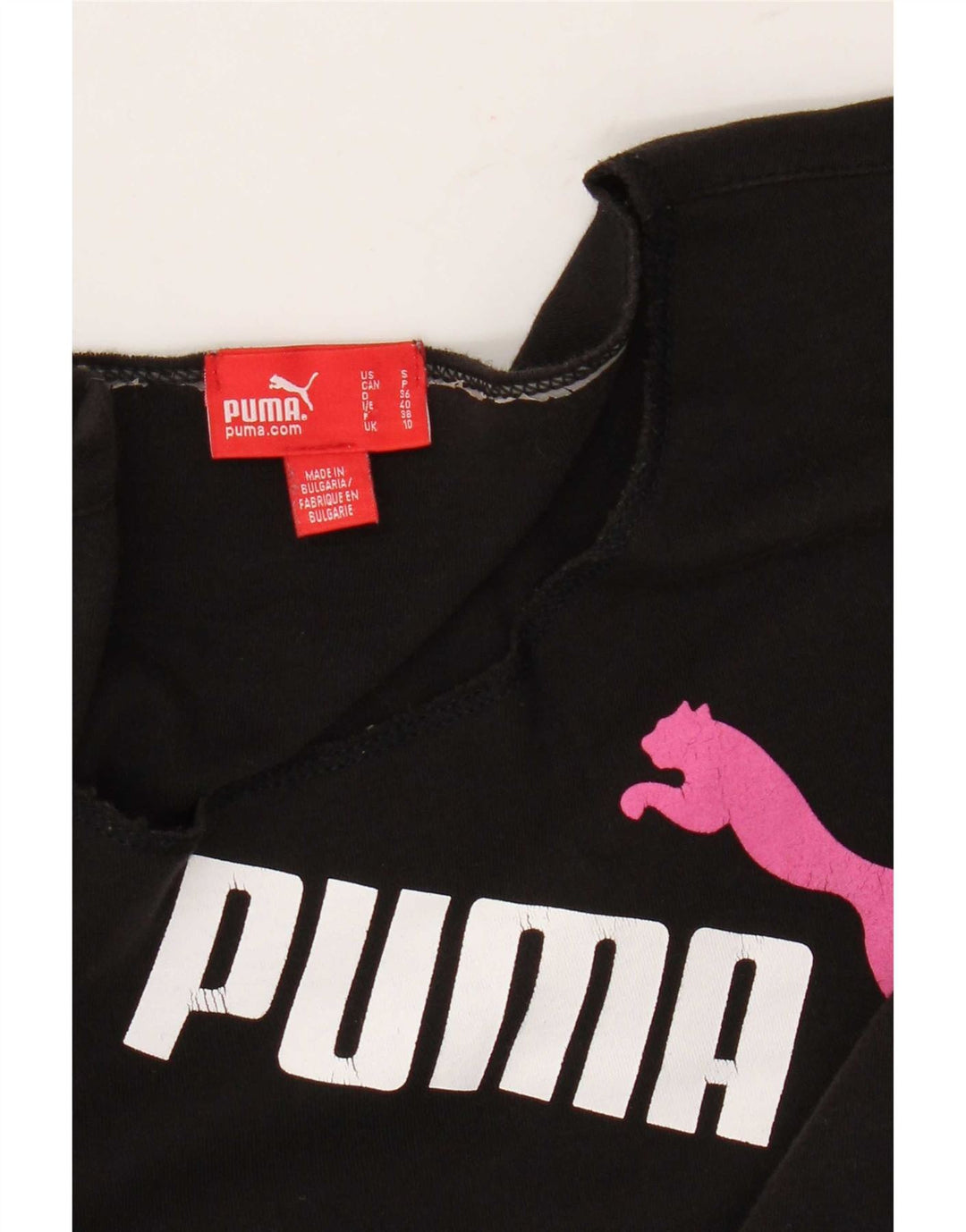 Puma Dame Grafisk Top Langærmet UK 10 Lille Sort