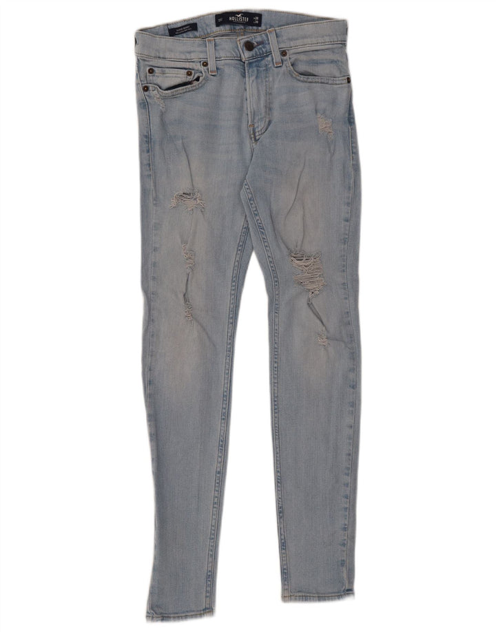 HOLLISTER Kvinder Distressed Super Skinny Jeans W28 L30 Blå Bomuld