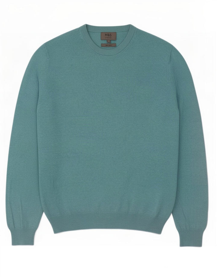 Marks & Spencer Herre sweater med rund hals, mellemblå bomuld