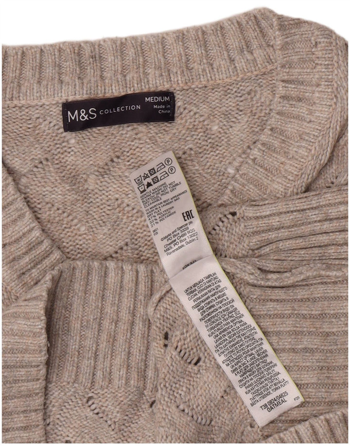 Marks & Spencer Dame Crop V-hals sweater UK 14 Medium Grey