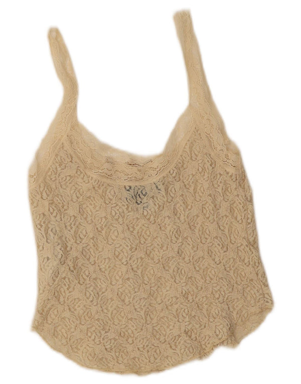 Urban Outfitters Dame Crop Lace Cami Top UK 8 Small Beige Floral