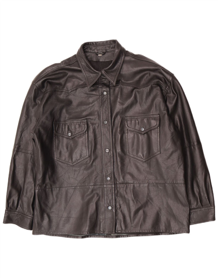 Vintage oversize læderjakke til kvinder EU 40 Medium Sort