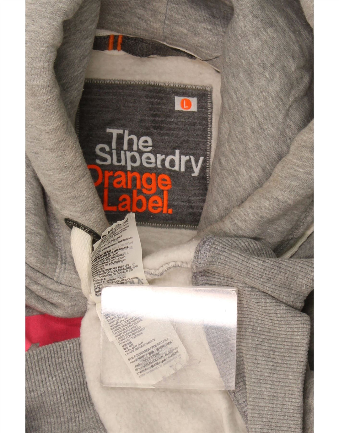 Superdry grafisk hættetrøje til kvinder UK 16 Stor grå polyester
