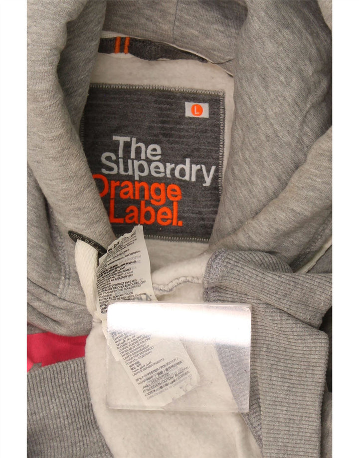 Superdry grafisk hættetrøje til kvinder UK 16 Stor grå polyester