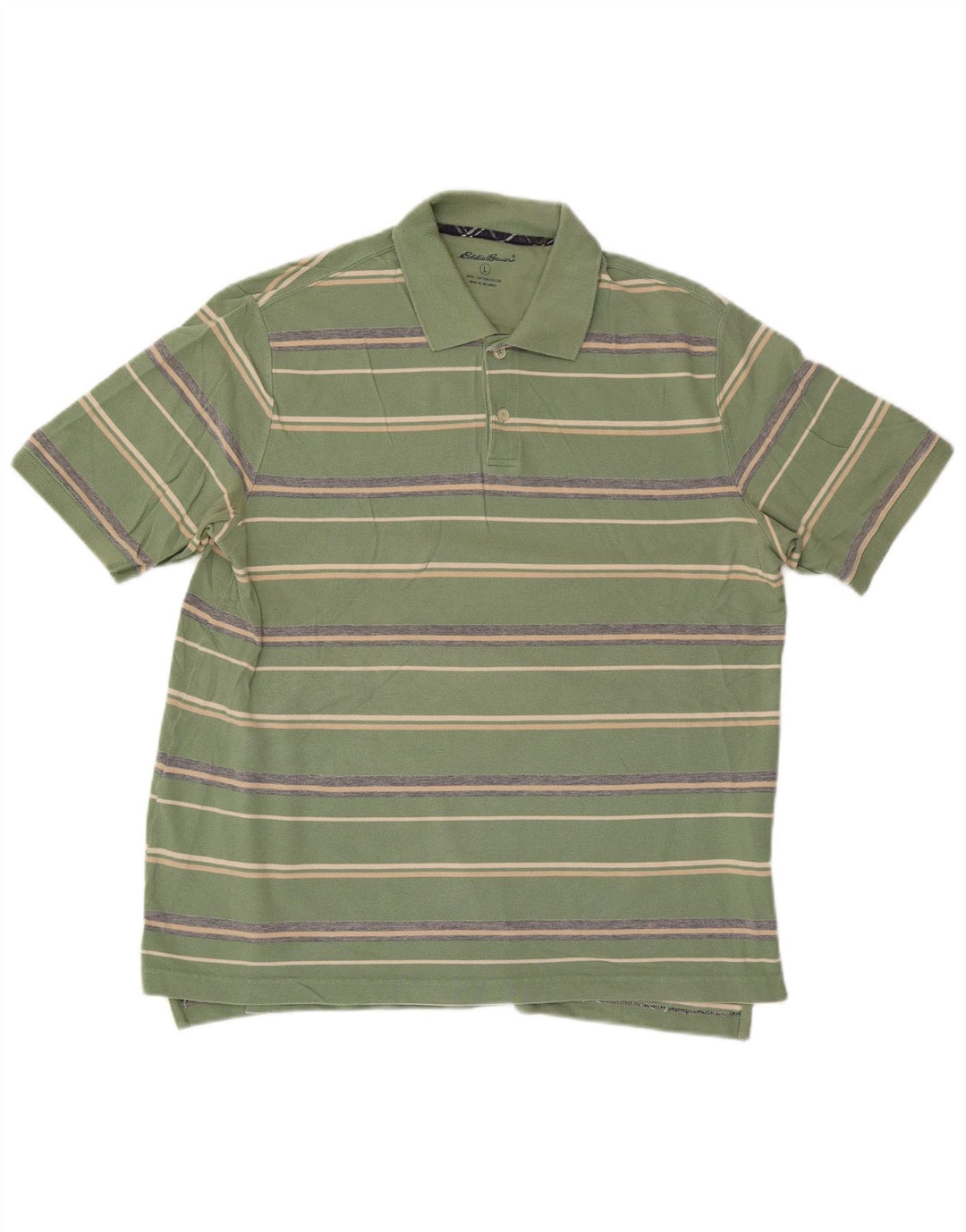 Eddie Bauer herre poloshirt stor grøn stribet bomuld