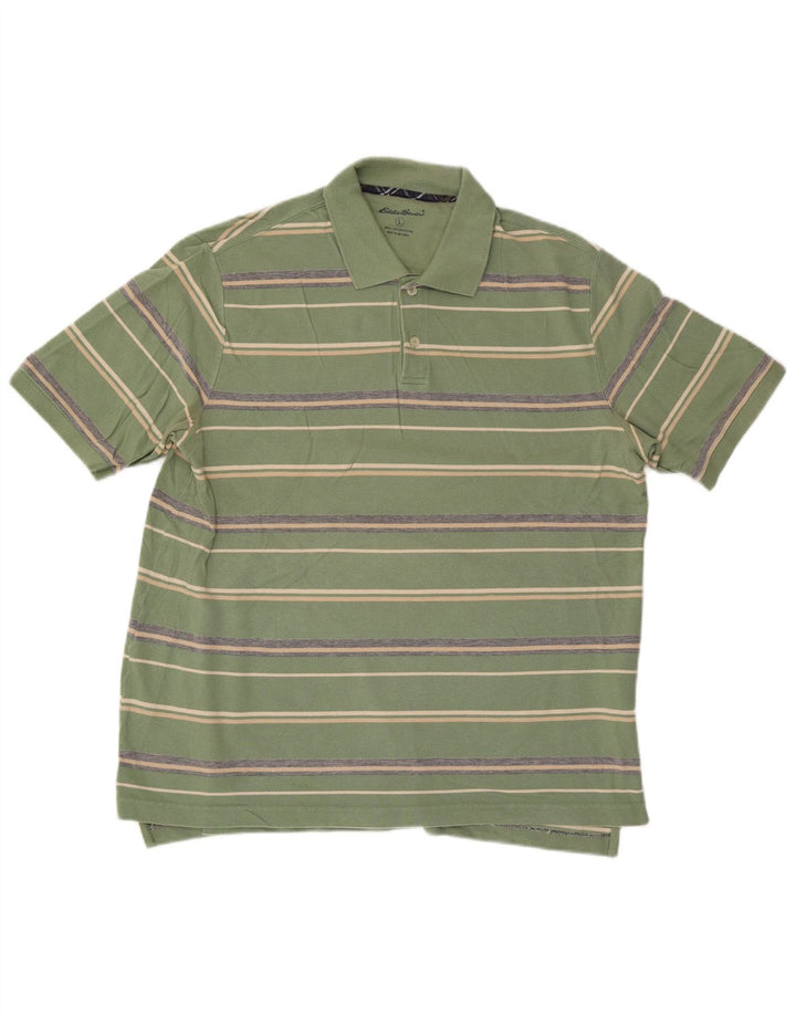 Eddie Bauer herre poloshirt stor grøn stribet bomuld
