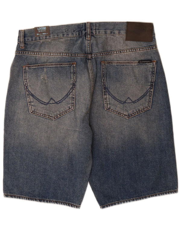 Superdry Mens Distressed Loose Fit denimshorts W32 Medium Blue Cotton