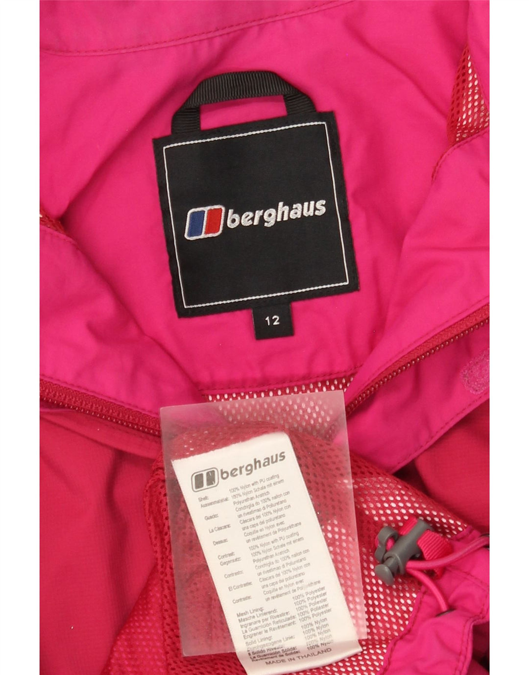 Berghaus Regnjakke med hætte til kvinder UK 12 Medium Pink Colourblock Nylon