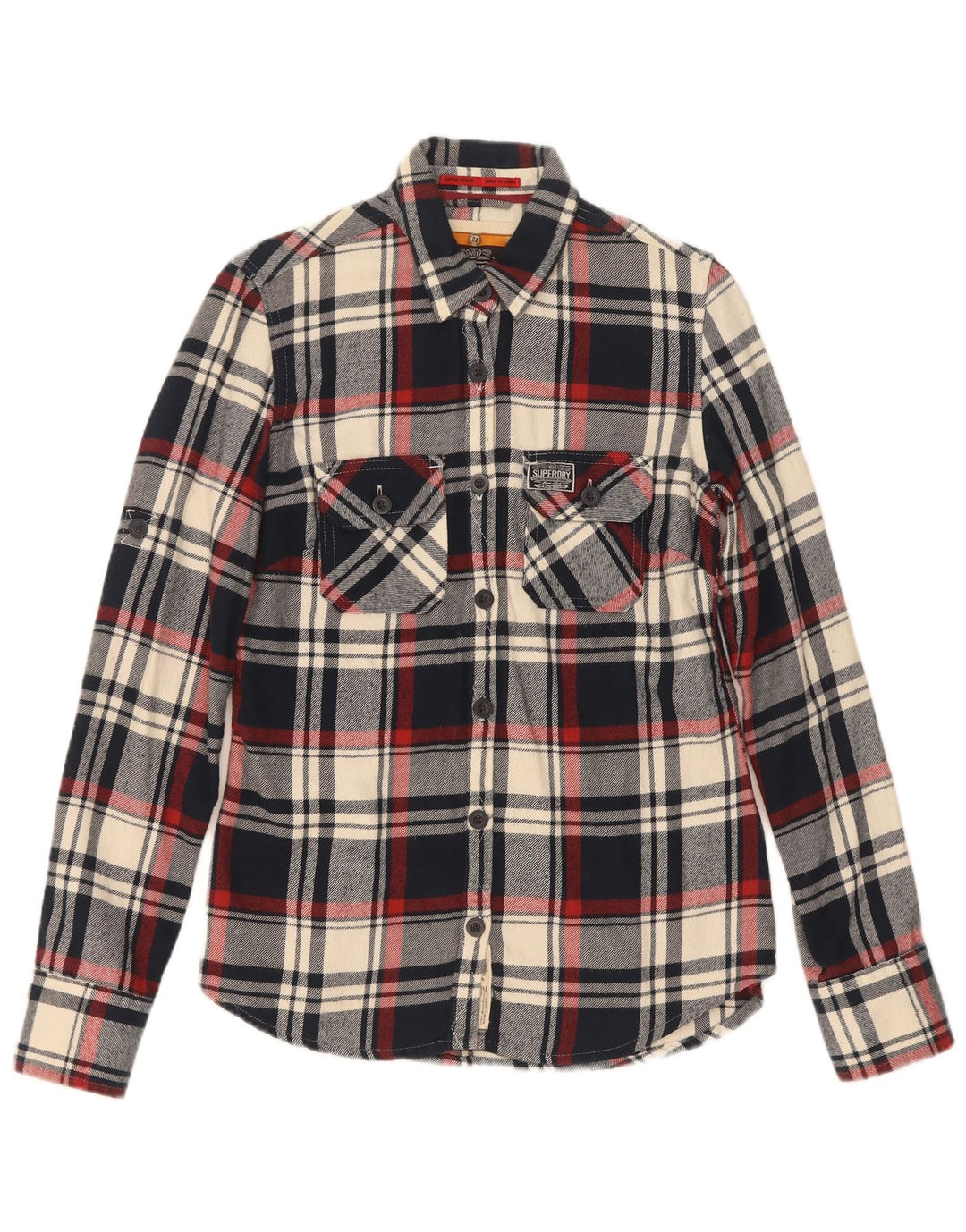 Superdry Flanelskjorte til kvinder UK 10 Lille marineblå ternet bomuld