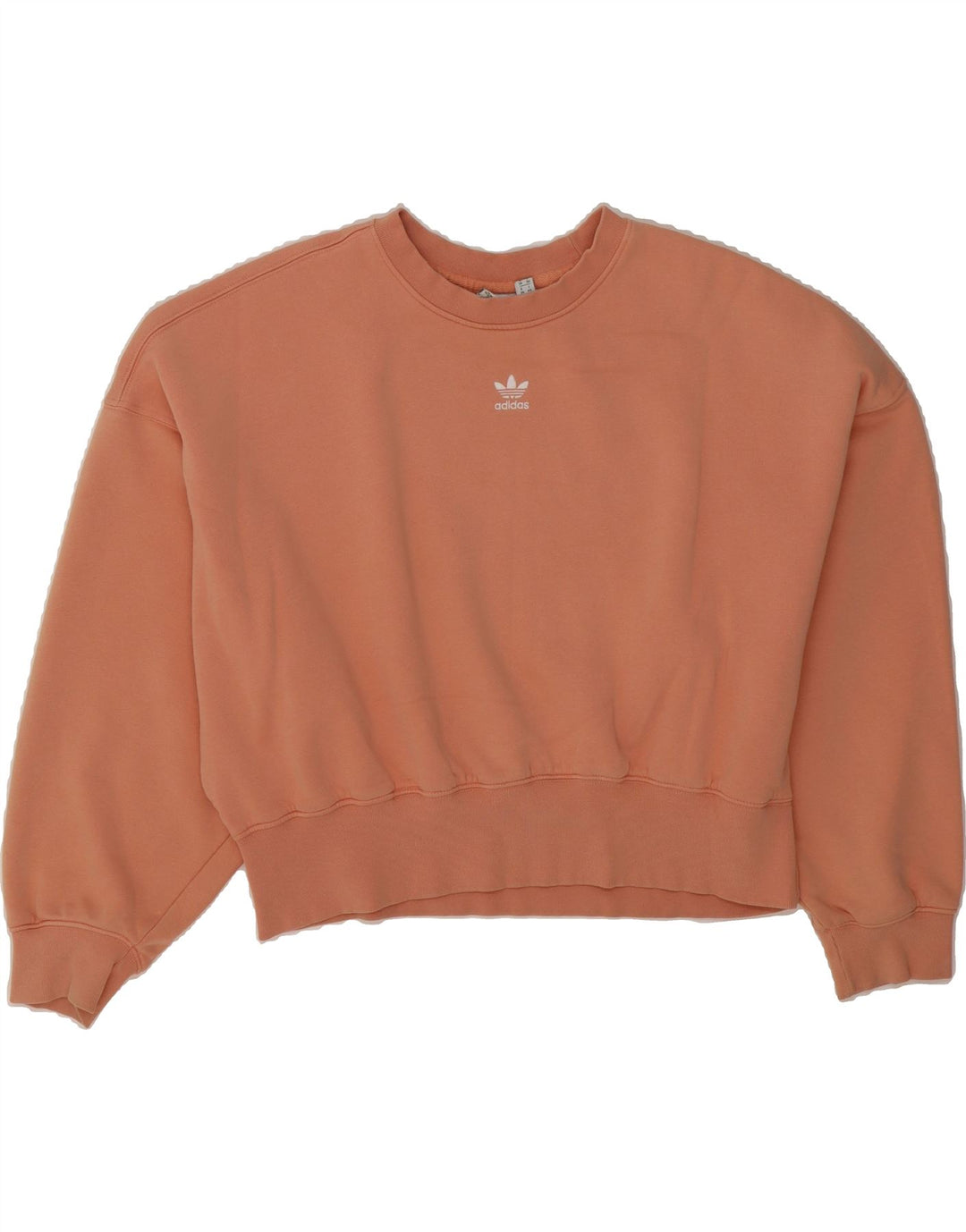 ADIDAS Womens Crop Oversized Sweatshirt Jumper UK 8 Small  Beige Cotton Vintage Adidas and Second-Hand Adidas from Messina Hembry 