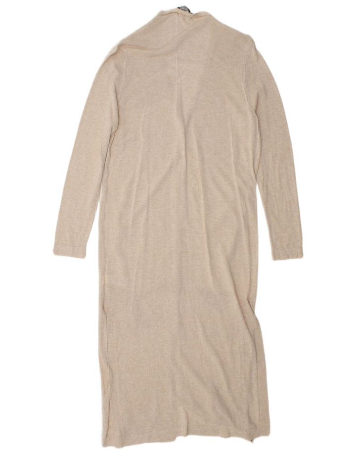 MARKS & SPENCER Dame Longline Cardigan Sweater UK 10 Small Beige Viscose