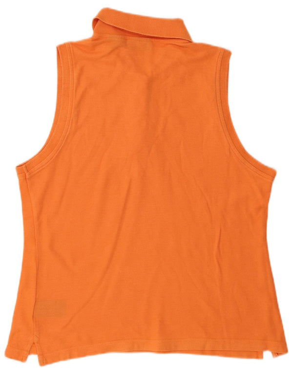 Fila Dame ærmeløs poloshirt UK 16 Stor Orange Bomuld