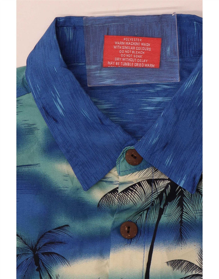 Lowes Kortærmet Herreskjorte Stor Blå Flecked Polyester Hawaiian