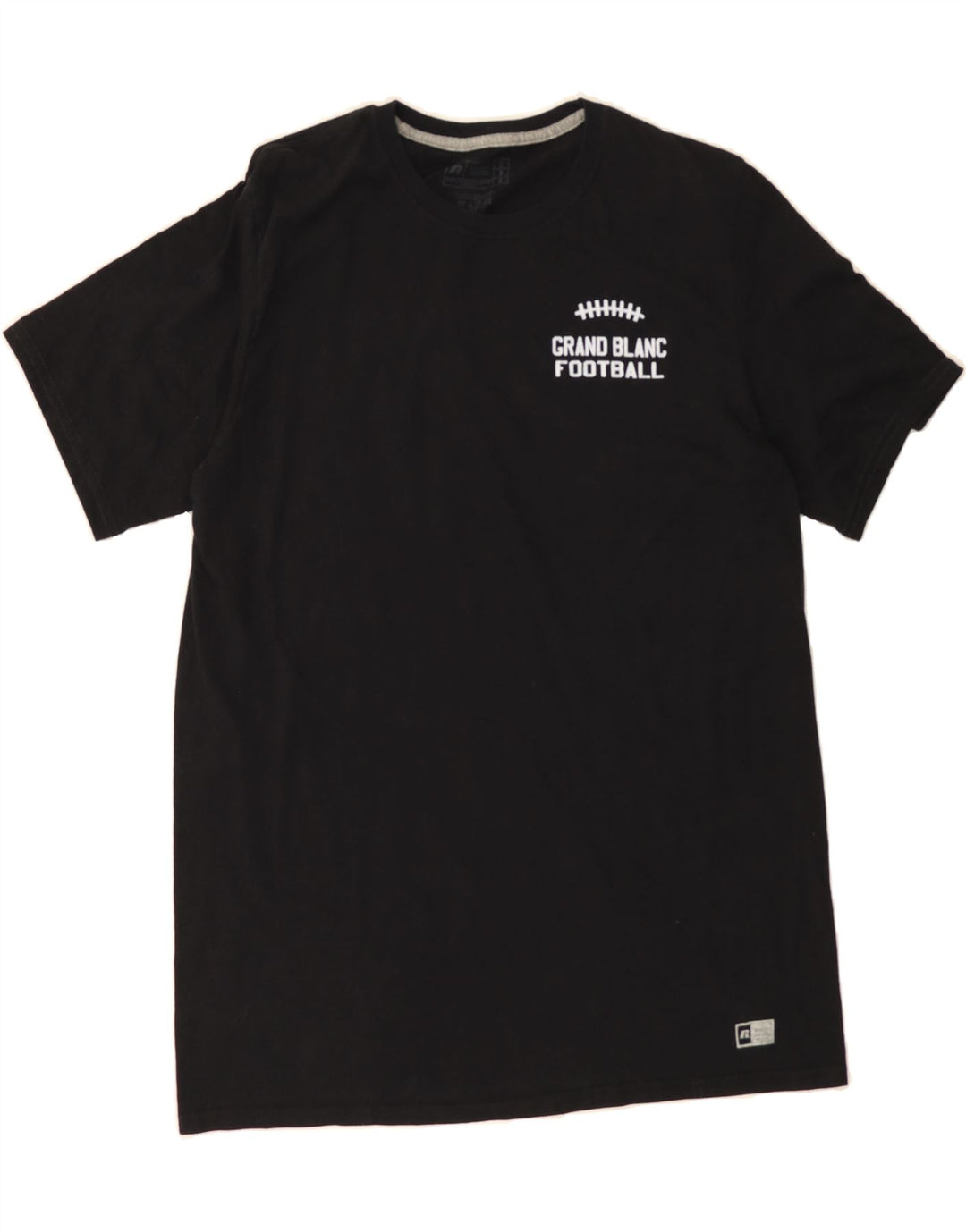 RUSSELL ATHLETIC Mens Graphic T-Shirt Top Large Black Cotton Vintage Russell Athletic and Second-Hand Russell Athletic from Messina Hembry 