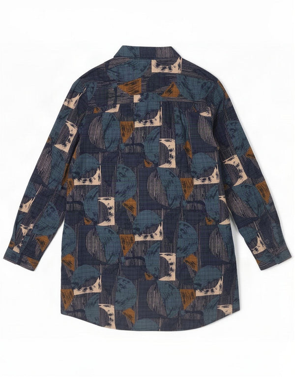 Seasalt Cornwall Dameskjorte UK 12 Medium Navy Blue Geometric Cotton