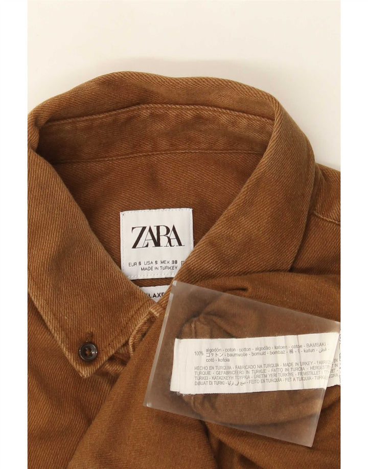 Zara Denimskjorte til mænd Lille beige bomuld
