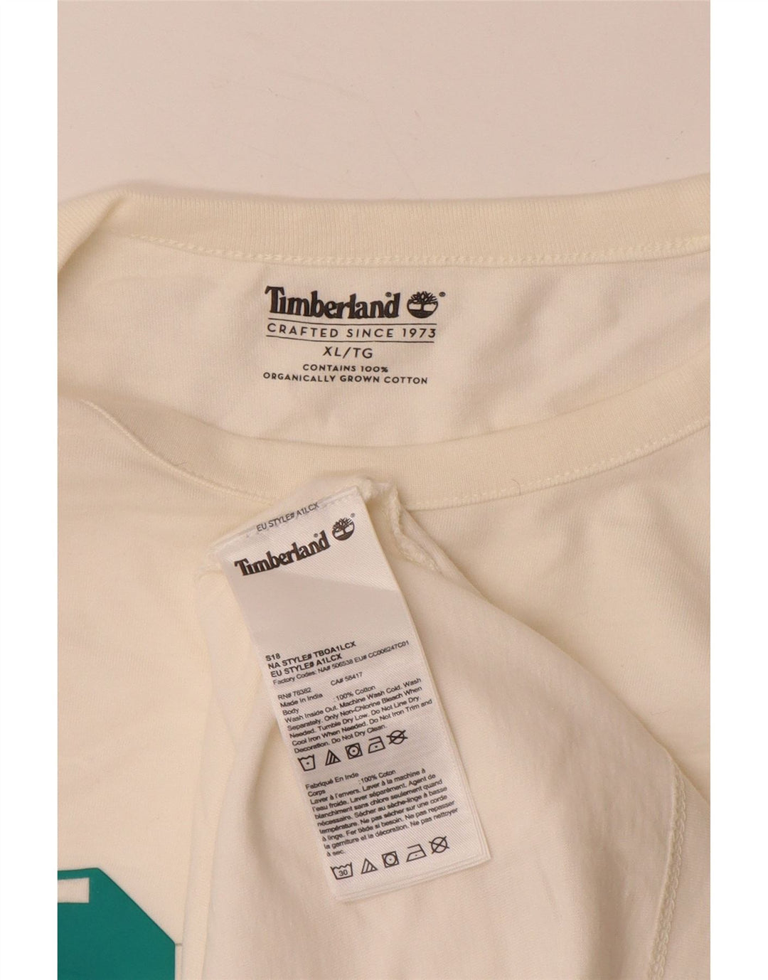 TIMBERLAND Herre grafisk top Langærmet XL Off White Bomuld