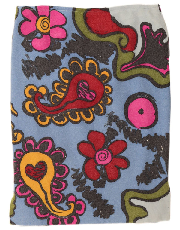 Vintage lige nederdel til kvinder W36 XL Blue Floral