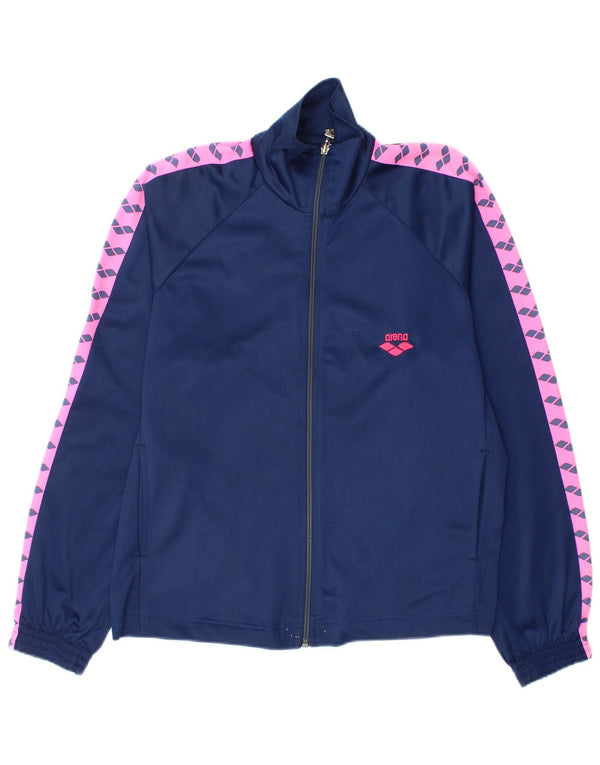 Arena Dame grafisk træningsdragt Top jakke UK 14 Large Navy Blue Colourblock