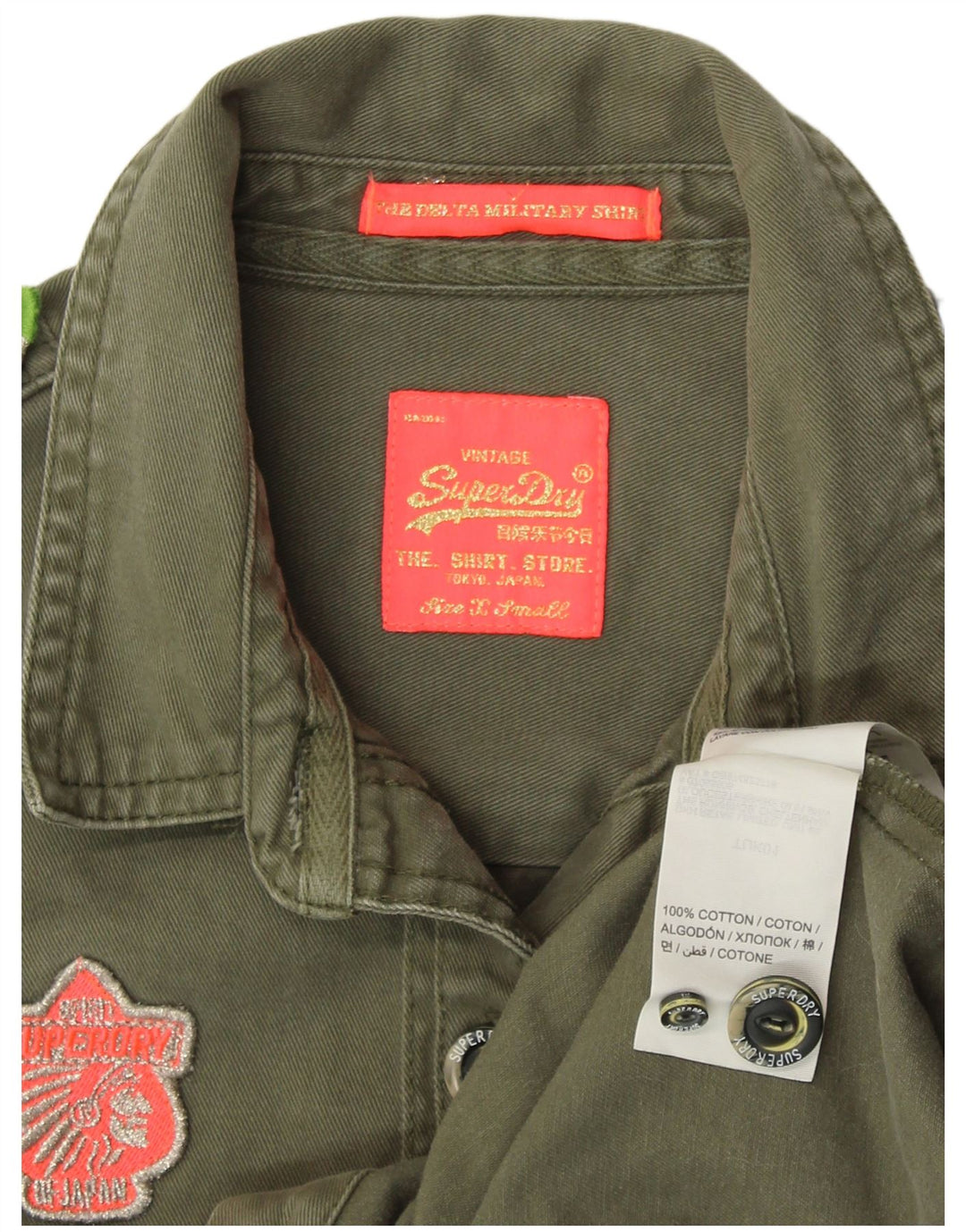SUPERDRY Military Denimskjorte til kvinder UK 6 XS Khaki Bomuld