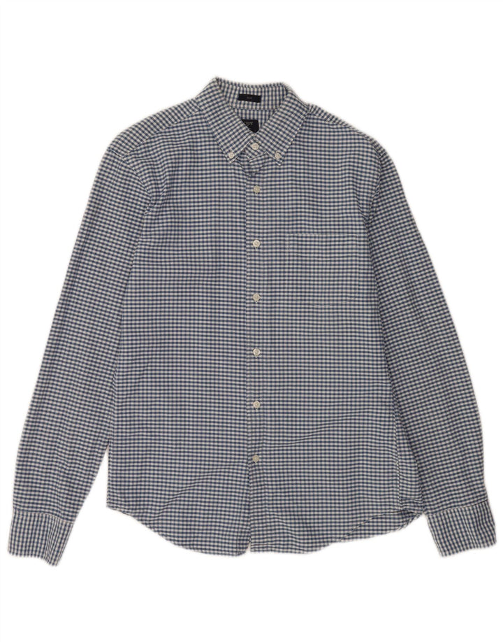 J. CREW Herre Slim Fit skjorte Medium Blue Gingham Cotton