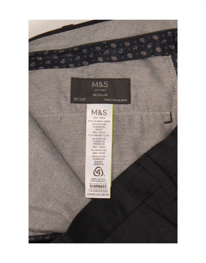 Marks & Spencer Herre Regular Suit Bukser W38 L29 Grå Polyester