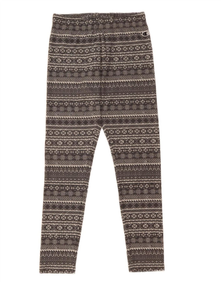Champion Womens Leggings UK 8 Small Grey Fair Isle