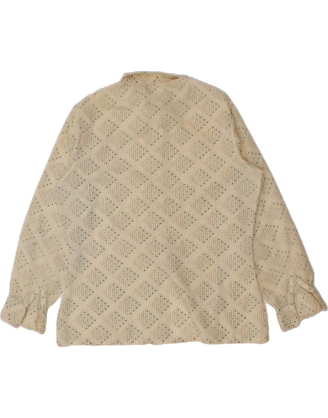 VINTAGE Womens Abstract Pattern Shirt UK 14 Large Beige Vintage Vintage and Second-Hand Vintage from Messina Hembry 