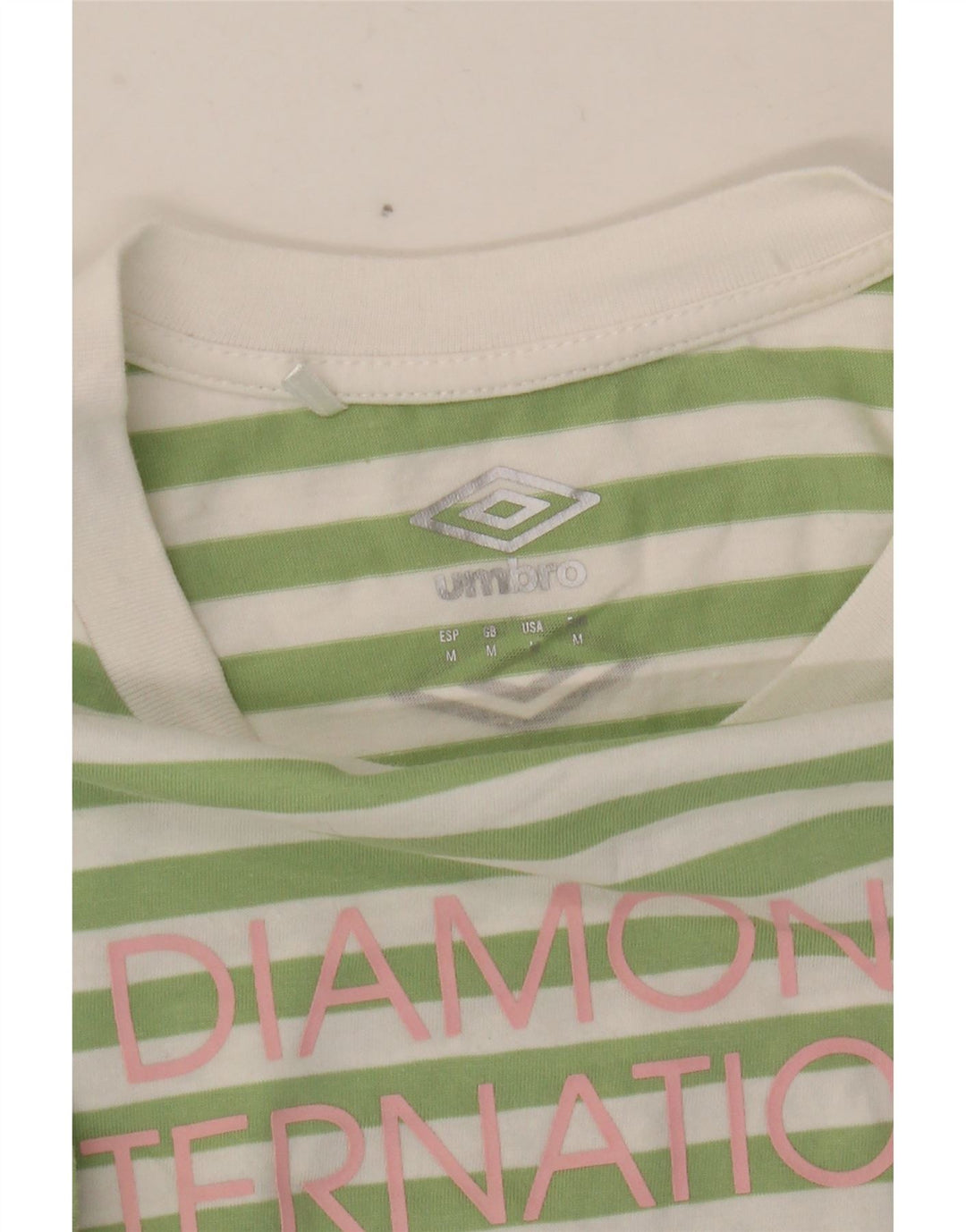 UMBRO Grafisk T-shirt top til kvinder UK 12 Mellemgrøn stribet