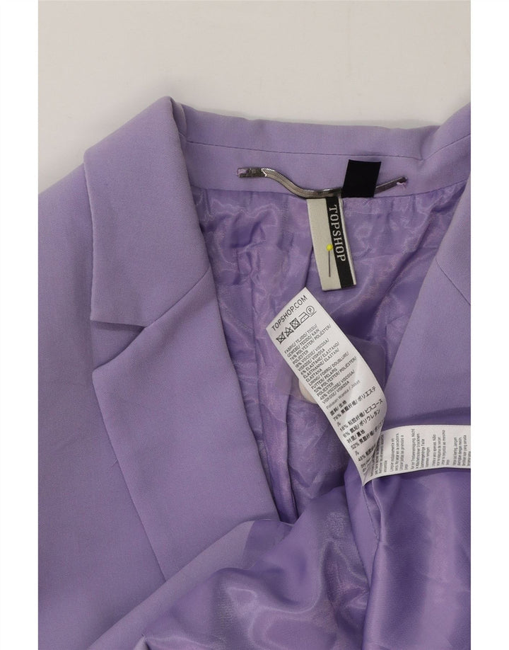 Topshop Dame Double Breasted Blazer Jacket UK 8 Small Purple Polyester