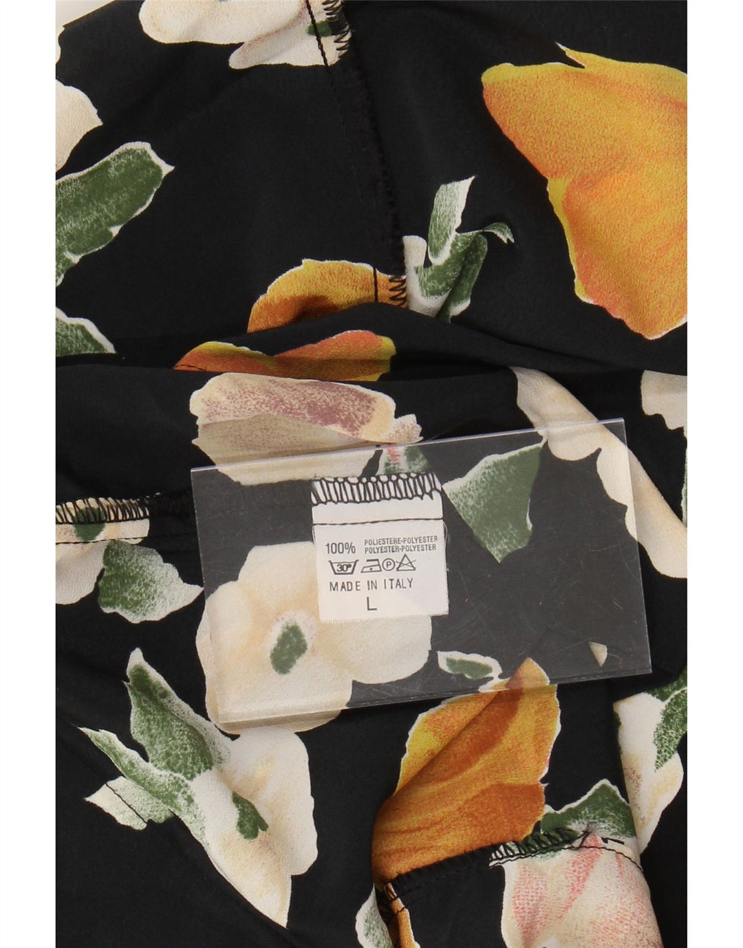 VINTAGE Kortærmet skjortebluse til kvinder UK 16 Large Black Floral