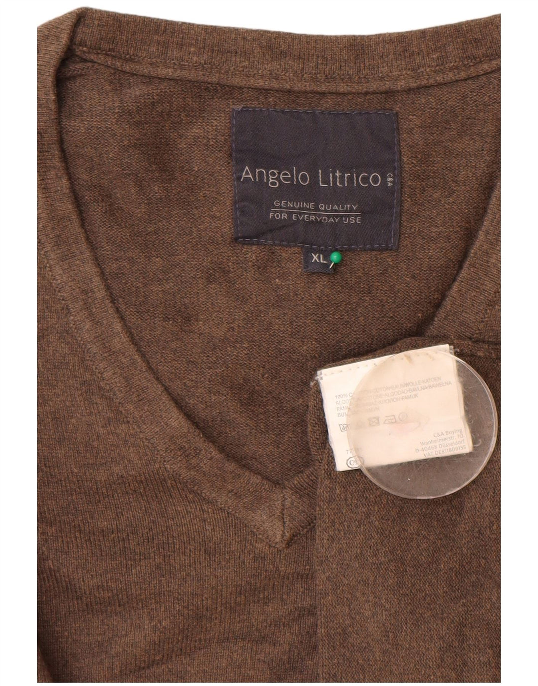 Angelo Litrico Herre V-hals sweater XL brun bomuld