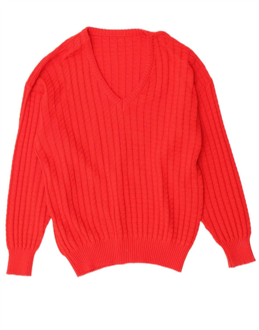 VINTAGE Mens V-Neck Jumper Sweater XL Red Virgin Wool