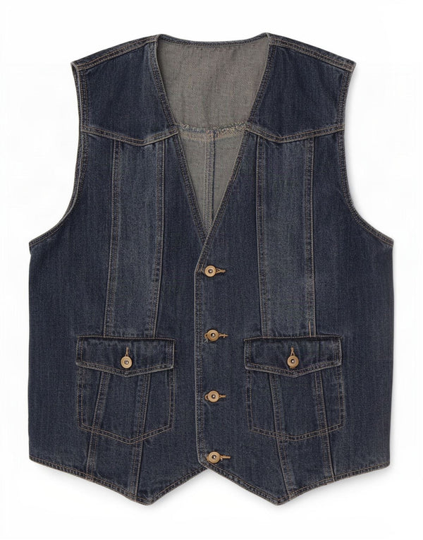 Vintage denimvest til mænd IT 52 Stor blå bomuld