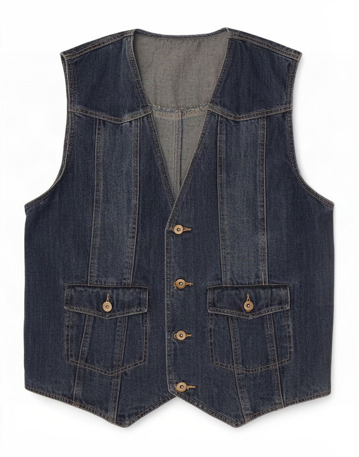 Vintage denimvest til mænd IT 52 Stor blå bomuld