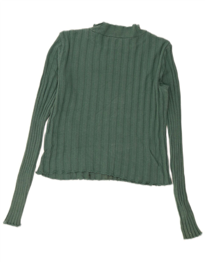 Zara Womens Crop Top Langærmet UK 12 Medium Green