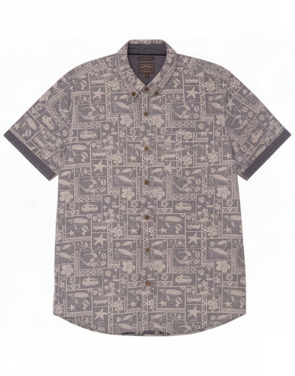 Fat Face Kortærmet Herre-skjorte med klassisk pasform Large Blue Floral Cotton