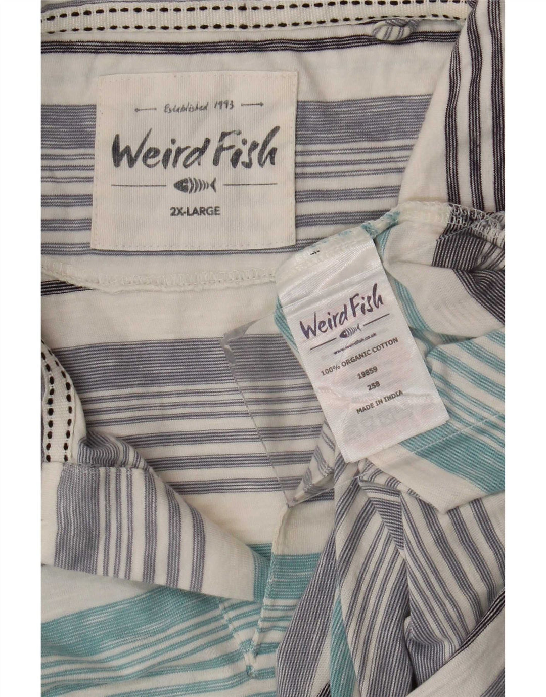 Weird Fish Herre Polo Shirt 2XL Blå Stribet Bomuld