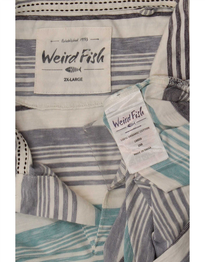 Weird Fish Herre Polo Shirt 2XL Blå Stribet Bomuld
