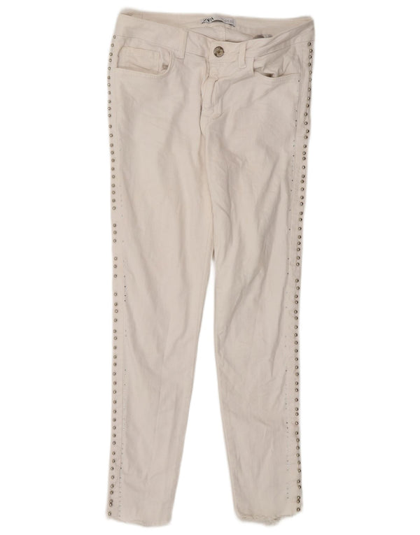 Zara Dame Skinny Jeans EU 38 Small W28 L27 Hvid Bomuld