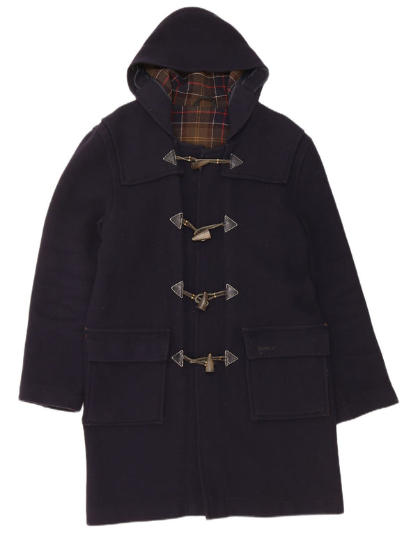 Barbour Herre Hooded Duffel Coat UK 36 Small Navy Blue Wool