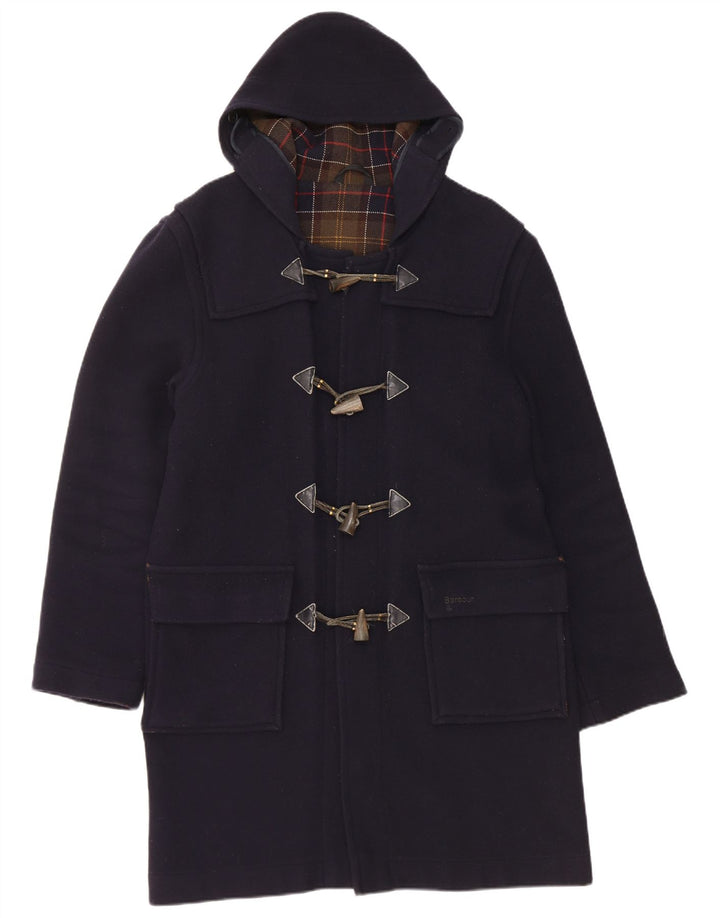 Barbour Herre Hooded Duffel Coat UK 36 Small Navy Blue Wool